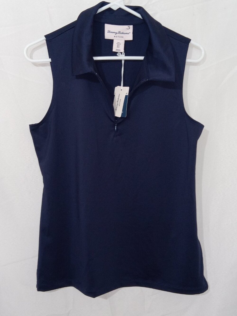 Tommy Bahama Women’s Golf Shirt Navy 1/4 Zip Sleeveless Mock L Everyday UPF 50